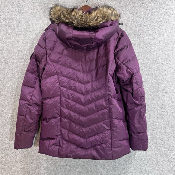Eddie Bauer Jacket Womens Medium Purple Down Puffer Coat Faux Fur Hood - Picture 15 of 15